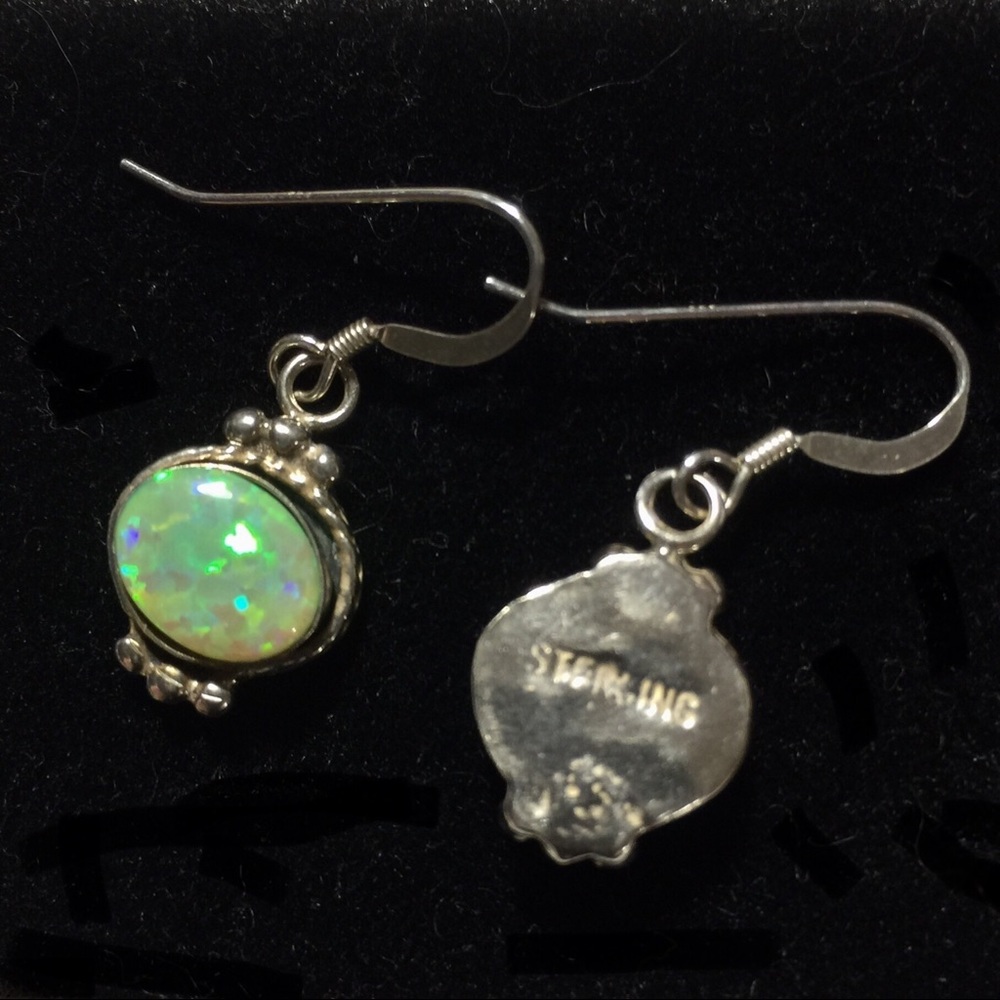 Opal & Sterling Silver Earrings - Picture 5 of 6
